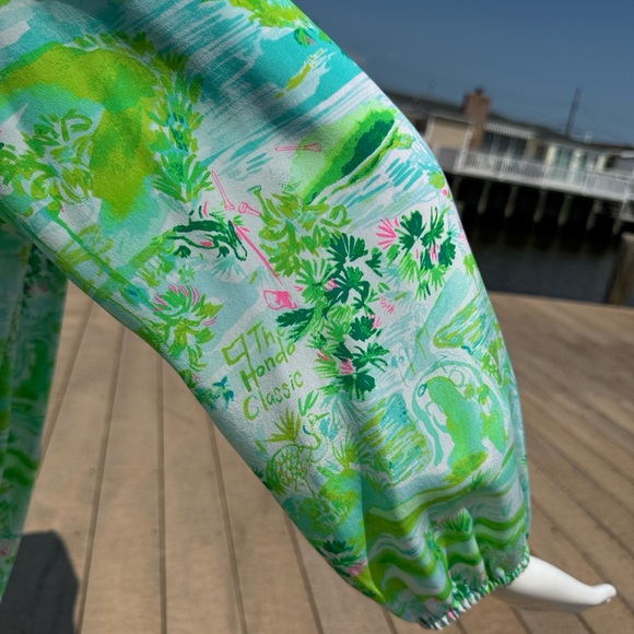 Honda Classic Gold Lilly Pulitzer Tropical Green and Blue Blouse - Picture 7 of 11